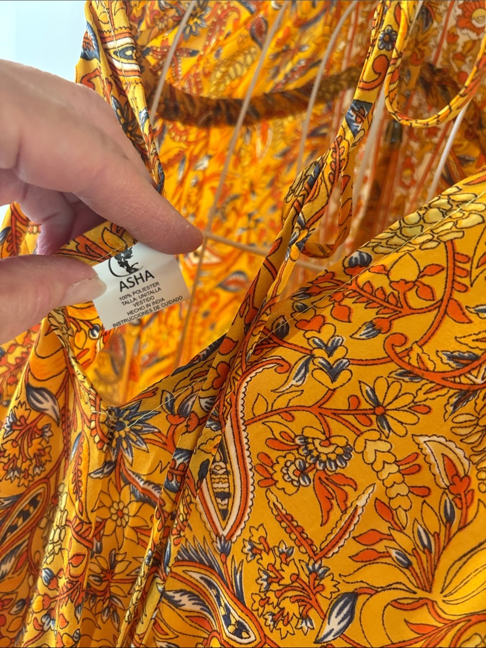 Bohemian Halter Maxi Dress in Mustard Paisley - Picture 7 of 9